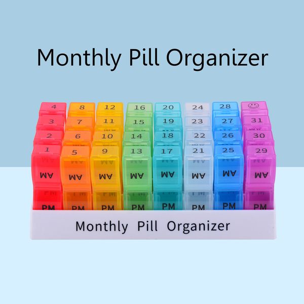 Monthly Pill Organizer Case Box One month Medicine Holder Container 31 Day Daily