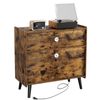 Large Record Player Stand Vinyl Record Storage Cabinet Table w/Power Outlet Legs
