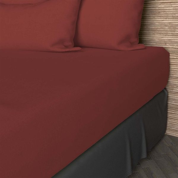 Soleil d'ocre, Fitted Sheet, Cotton, 57 Threads, Brick, 140 x 190 cm
