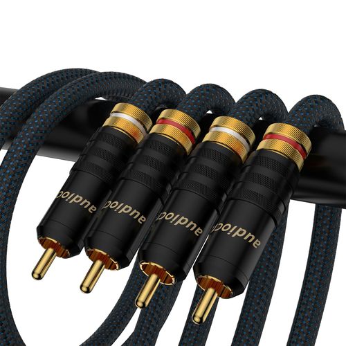 Tertullus 2Pack RCA Audio Cables, 6N OFC Braided RCA Male to Male Stereo Audio Interconnect Cable for Home Theater, HDTV, Subwoofer, Amplifiers, HiFi Systems (1M/3.3FT)