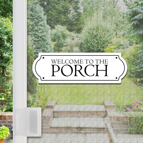 Magnetic Acrylic Signs & Decorations for Screen Doors & Windows | Anti-Collision Screen Magnets | 11.5” x 3.75” - Porch (Set of 2)