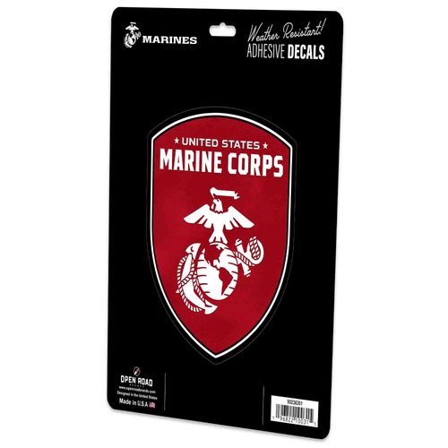 U.S. Marine Corps Shield Adhesive Vinyl Decal - Patriotic U.S. Marines Sticker for Car, Window or Laptop