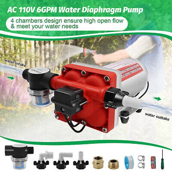 Water Pressure Booster Pump 110V RV Water Transfer Self-priming Diaphragm Pump