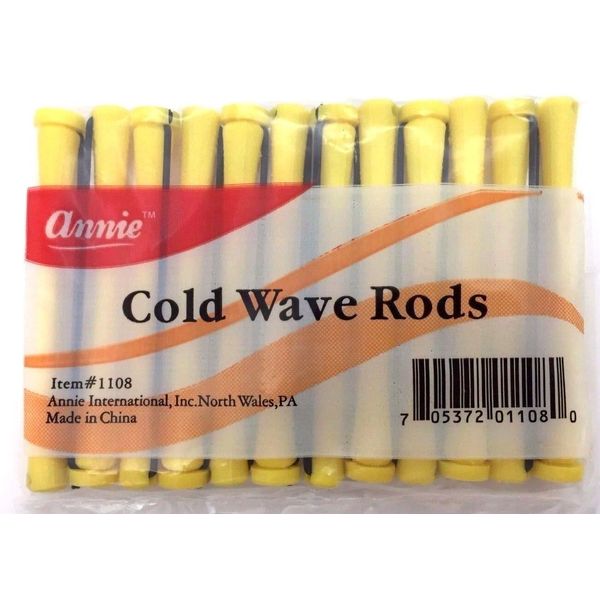 BRAND NEW ANNIE #1108 COLD WAVE RODS YELLOW 12PCS/PK