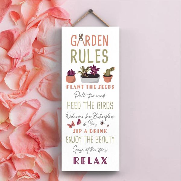 Global Designs Garden Rules Garden Theme Gift Idea Hanging Plaque