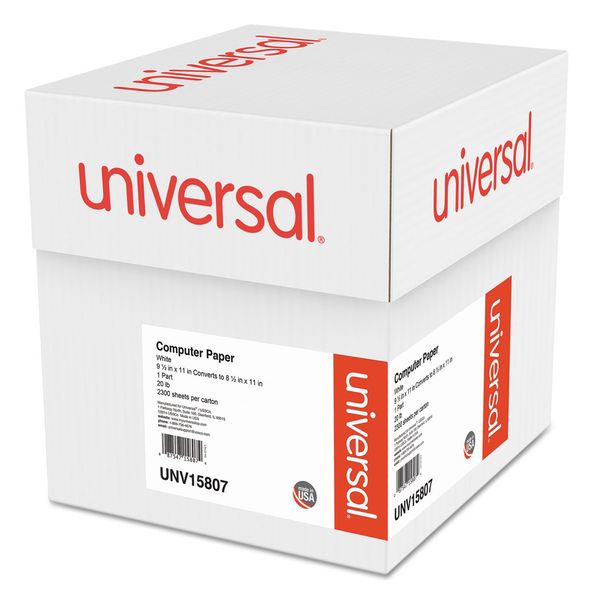 Universal 15807 Computer Paper, 20lb, 9-1/2 x 11, Letter Trim Perforation, White, 2300 Sheets