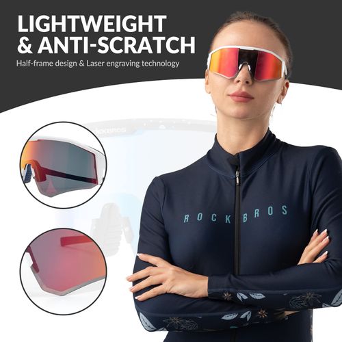 ROCKBROS Polarised Cycling Glasses Women Men Sunglasses TAC Lenses + TR90 Frame Adjustable Temple Design for Cycling Running Fishing