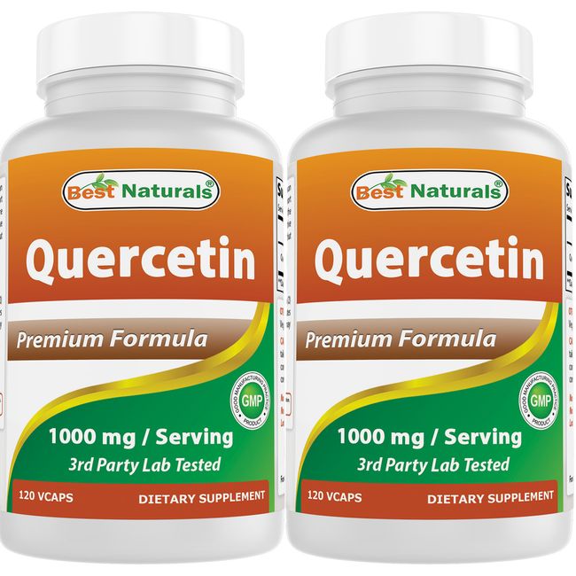 2 Pack Best Naturals Quercetin 1000 mg 120 Vegetarian Capsules