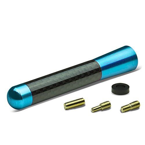 Auto Dynasty Universal Aluminum Short Bolt-On Antenna with Carbon Fiber Trim (Blue)