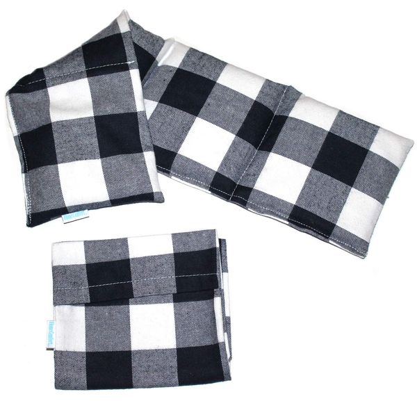 Microwavable Heating Pad with Washable Bag (Black Plaid w/Bag)