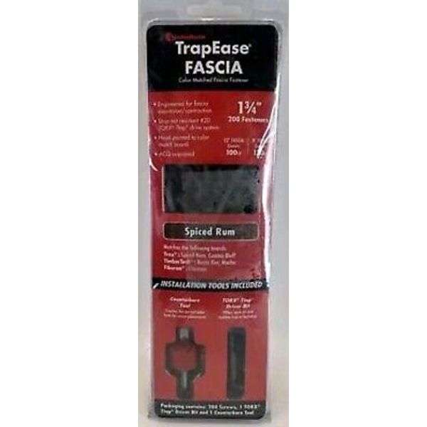 FastenMaster TrapEase Fascia 1 3/4" Decking Screws 200 Ct Tools Spiced Rum 810F