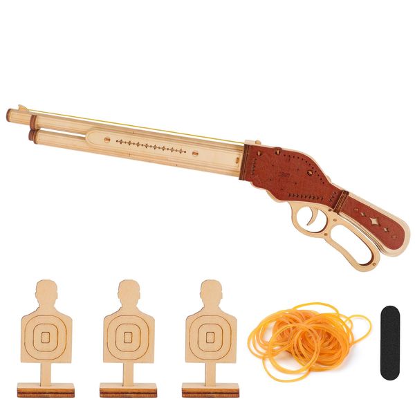 Wooden 3D Puzzles for Adults - Cool Rubber Band Gun Gifts for Men, Winchester Model 1887 - Wooden Model Kits for Adults to Build - 3D Puzzles Building Kits for Adults - Wood Toy Guns Craft Hobbies