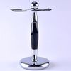 Deluxe Stainless Steel Shaving Brush Stand Holder for Razor & Brush Weighted Base Black Handle