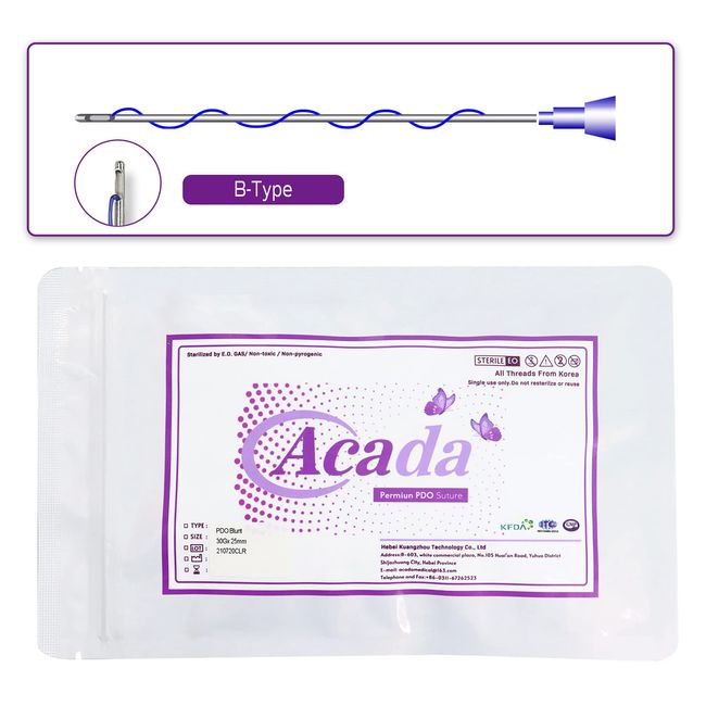 Acada Pdo Threads Lift for Eyes, Mono Screw Type, B-Type, 30G25MM, 40PCS