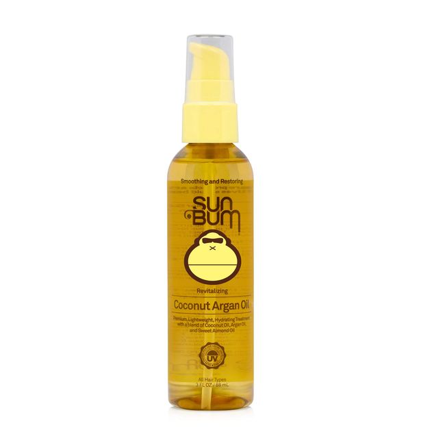Sun Bum Coconut Argan Oil, Vegan and Cruelty Free Protecting and Strengthening Oil for All Hair Types, 3 oz, Clear, Model:80-41040