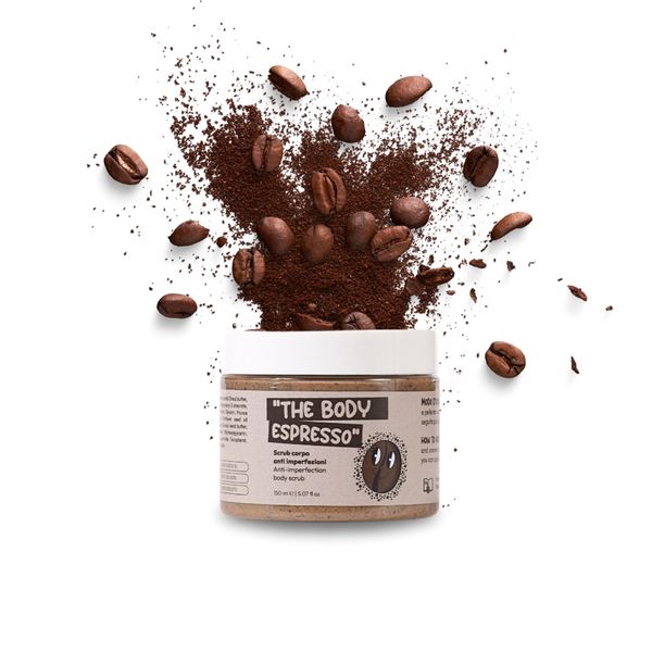 Anti Blemish Body Scrub with Real Italian Coffee, Fine Cocoa Butter and Shea Butter, Exfoliating and Nourishing