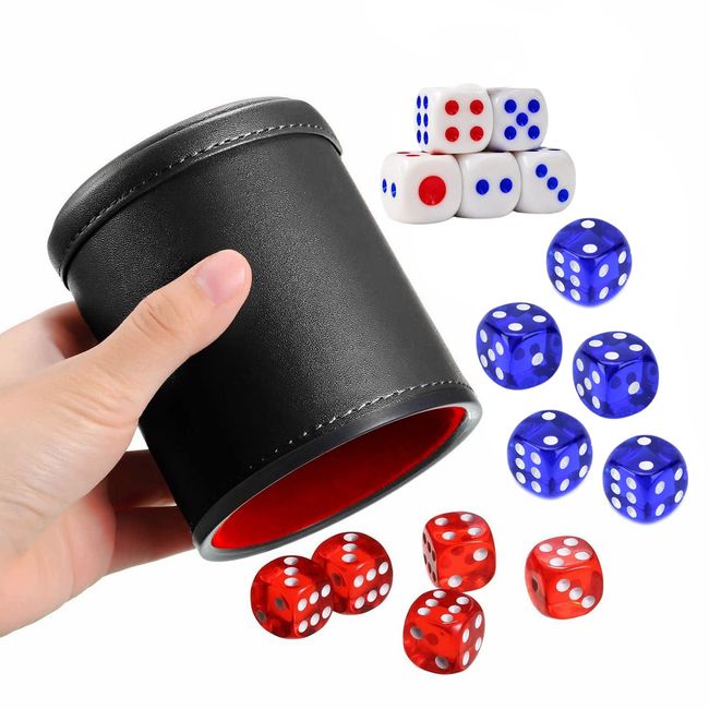 YFFSFDC Dice Stacking Dice Cup & Dice Dice Set Dice Cup PU Leather Durable Popular Gift Activities 16 Piece Set