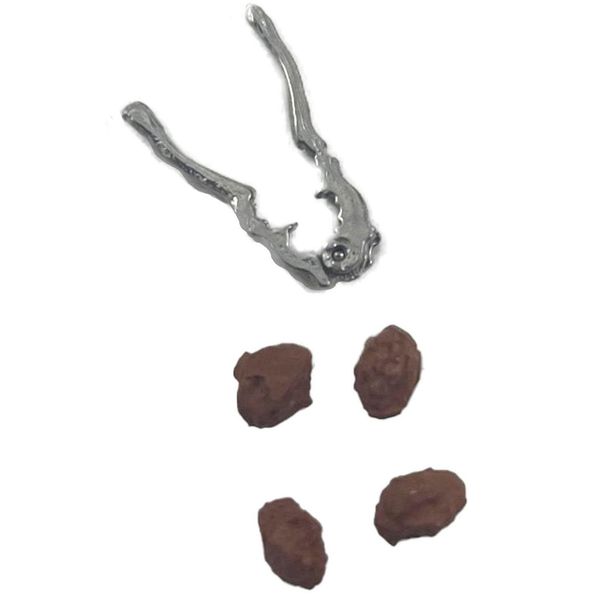 Melody Jane Dolls House Silver Nut Cracker & Nuts Miniature Dining Christmas Accessory 1:12