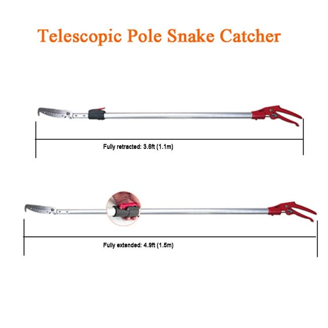 Smarkey Snake Catcher Tongs Grabber Rattle Heavy Duty with 43 inch to 59  inch Telescopic Pole