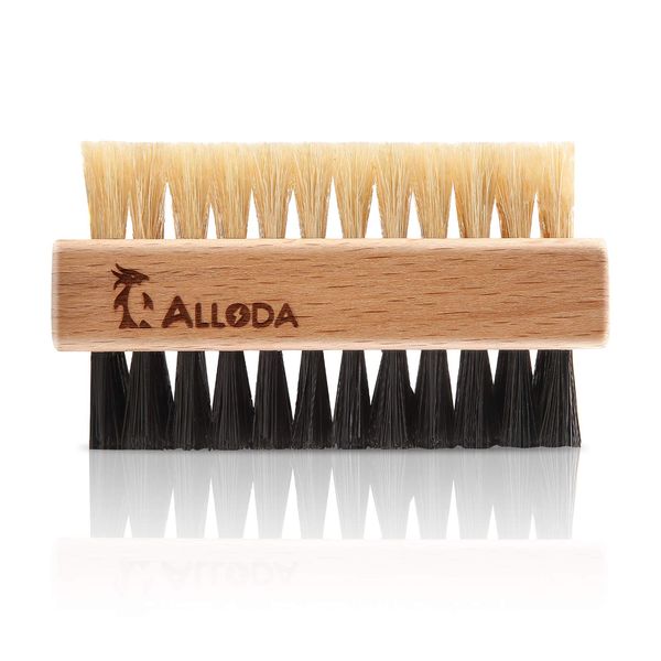 Shoe Cleaning Brush/Scrub Brush by Alloda - [Upgrade] Protect Double Sided Soft & Hard Sneaker Cleaner Brush by 100% Boar & Nylon Bristle