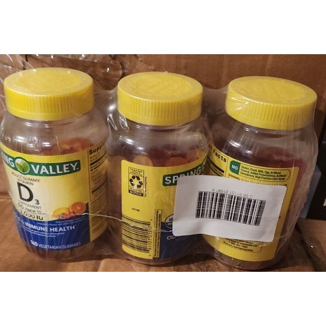 Vegetarian Vitamin D3 By Spring Valley 2000 IU, 480 total gummies (3 bottles)