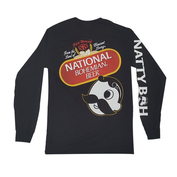 National Bohemian Beer Signature Classic (Black) / Long Sleeve Shirt - Large / Black