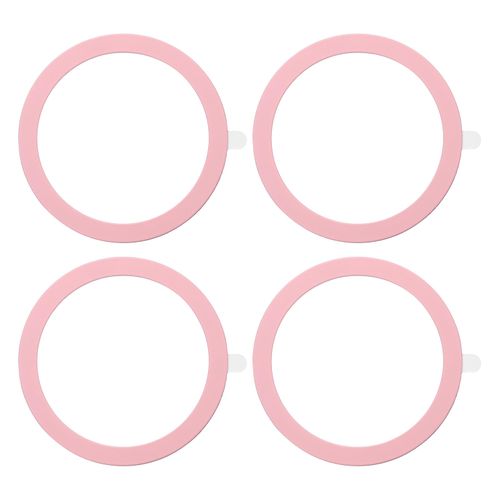 MECCANIXITY Universal Metal Ring Sticker Wireless Magnetic Charger Magnet Ring Stickers 55x0.4mm(ODxT) for Phone Case for All Cellphones, 4 Pack, Pink