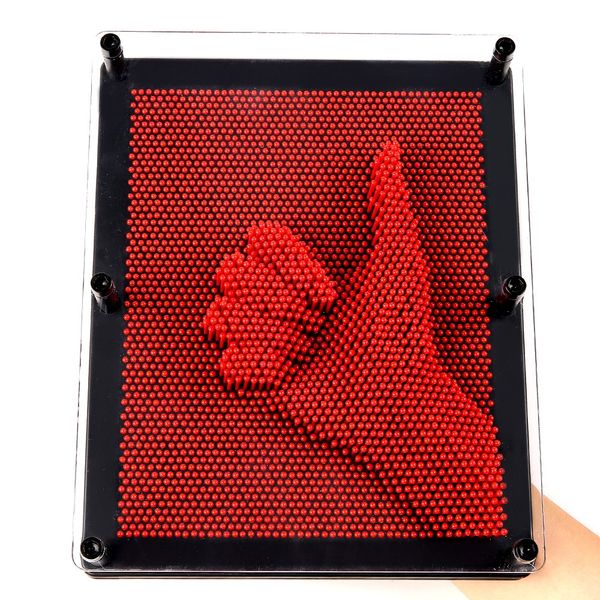 E-FirstFeeling 3D Pin Art Sculpture Extra Large 10" X 8" Pin Impression Hand Mold Board - Red