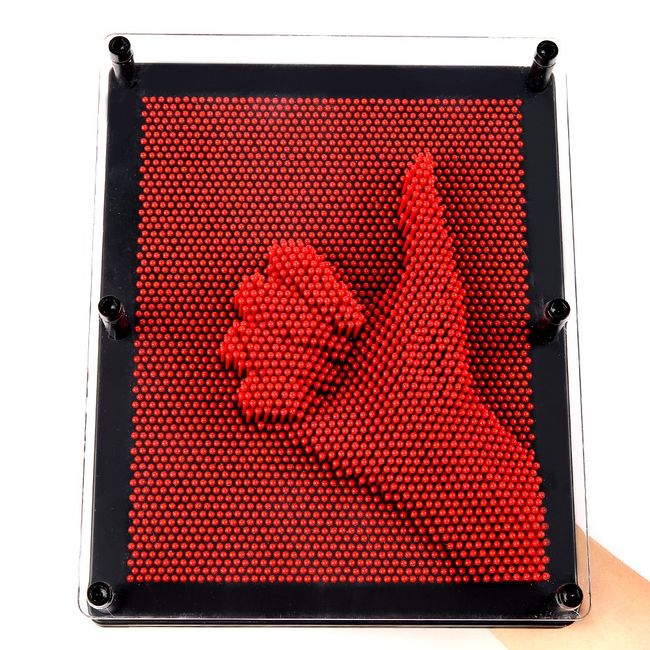 E-FirstFeeling 3D Pin Art Sculpture Extra Large 10" X 8" Pin Impression Hand Mold Board - Red