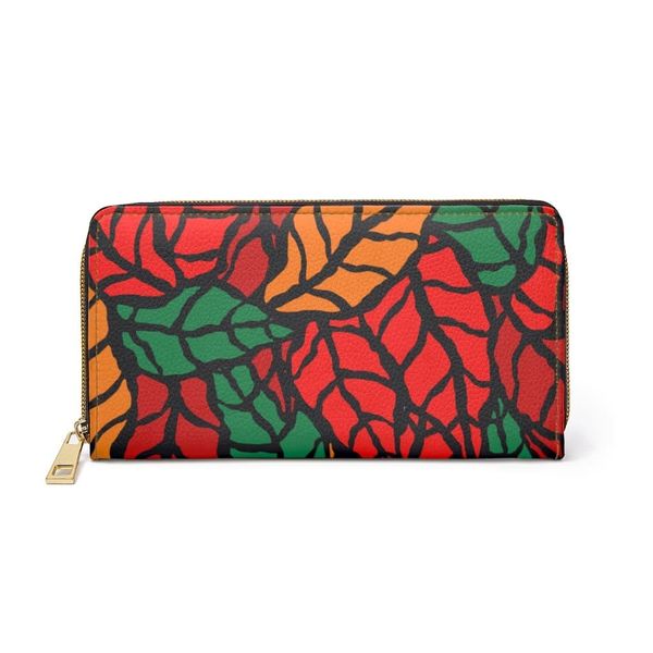 Womens Wallet, Zip Purse, Red & Green Autumn - One size