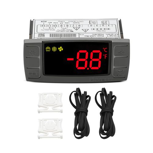 W0302186 Controller Replace for Dixell XR03CX-4N0F1 Temperature Controller, Fit for 120V Commercial Refrigerators/Freezer, with Temperature Sensor Probes & Clasp
