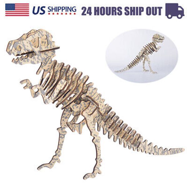 3D Puzzle Toy Wooden Tyrannosaurus Decor Assembly Christmas Gift for Kids Teens