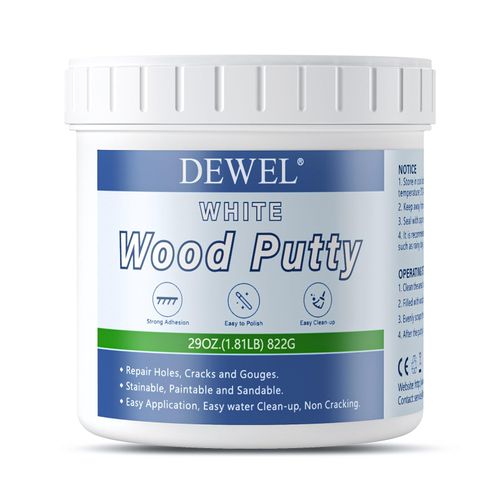 DEWEL Wood Putty, 29 Ounce White Wood Filler Putty, Wood Filler Paintable, Stainable, High-Capacity Wood Furniture Repair Kit Quickly Restore Wood Holes and Cracks on Wooden Furniture