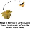 Gardena Brass Quick Coupling Threaded Part with Internal Thread: Hose Connection with 21 mm (1/2 Inch) - Internal Thread for Valves with External Thread (7106-20)