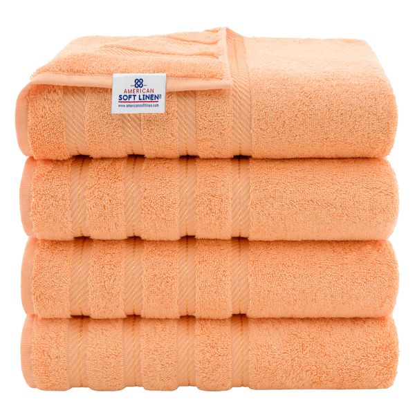 American Soft Linen Luxury 4 Piece Bath Towel Set, 100% Cotton Turkish Bath Towels for Bathroom, 27x54 in Extra Large Bathroom Shower Towels, Malibu Bath Towels