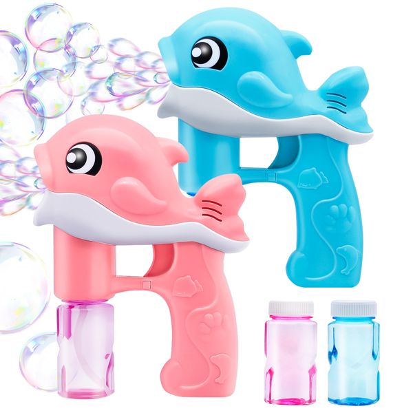 JOYIN 2 Bubble Guns Kit, Whale Automatic Bubble Maker Blower Machine with 4 Bubble Solutions for Kids, Bubble Blaster, Summer Toy, Birthday, Outdoor & Indoor Activity, Easter, Valentine Party Favors