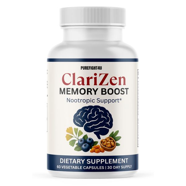 ClariZen Natural Nootropic Formula for Memory & Focus Support - 60 Capsules