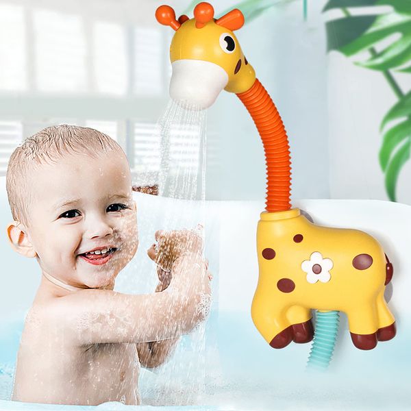 Giraffe Baby Bath Toys, Automatic Sprinkler Suction Bath Toy for Toddlers, Bathtub Toys Water Toys for Kids 3-8, Yellow