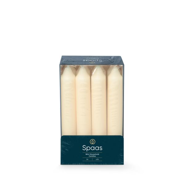 Spaas Mini Dinner Candles 5 Hours, Ivory, 8-Piece