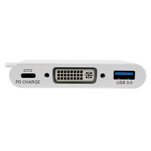 Tripp Lite USB C to DVI Multiport Video Adapter Converter 1080p w/ USB-A Hub & USB-C PD Charging Port, Thunderbolt 3 Compatible, USB Type C, USB Type-C (U444-06N-DU-C)