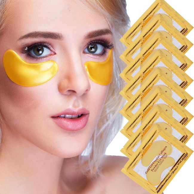 24k Gold Augenmaske, Jiasoval 20 Paare natürliche Gel-Kollagen unter den Augen Patches, Augenpad für Anti-Aging, entfernen Taschen, dunkle Kreise & Puffiness Feuchtigkeitsspendend, beruhigende