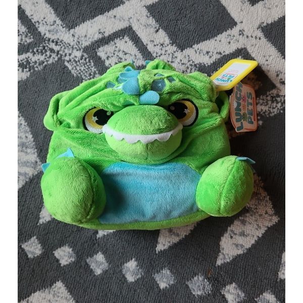 NWT Lunch Pets Munchosaur Green Monster Plush Insulated Lunch Box Bag