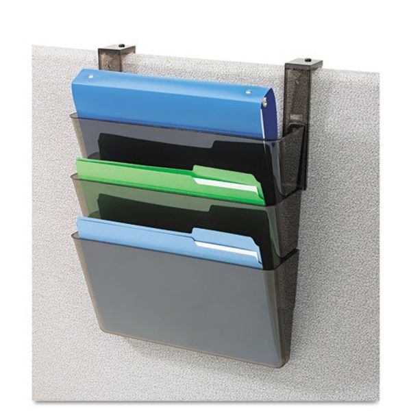 deflect-o - Three-Pocket File Partition Set with Brackets, Letter, Smoke 73502RT (DMi ST