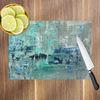 Teal Grey Blue Cool Glass Chopping Board Kitchen Worktop Saver Protector