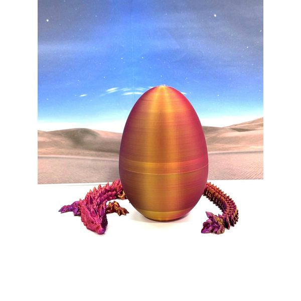 3D Printed Dragon with Dragon Egg, Articulated Red Purple Gold Wolf Dragon, Fidget Autism ADHD Toy, Executive Desk Toy Gift Ideas - D059-RPG