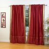Lined-Maroon 84-inch Rod Pocket Sheer Sari Curtain Panel (India) - Pair