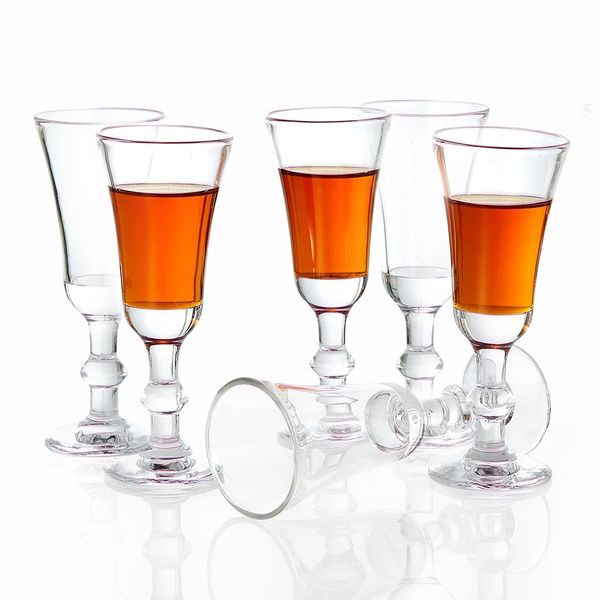 JAIEF Sherry Glasses,30ML Lead-Free Port Glass, Clear Shot Glasses | Liqueur Glasses (Set of 6)