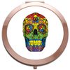 Rainbow sugar skull LGBT pride statement compact pocket mirror - rose gold round circle shape