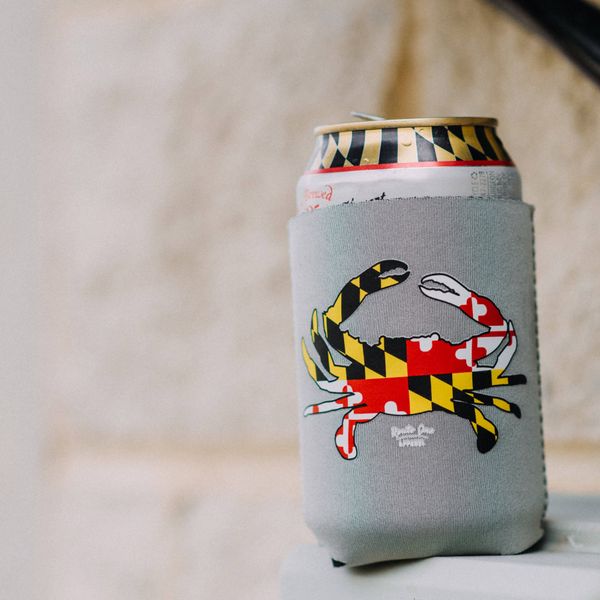 Maryland Full Flag Crab (Grey) / Can Cooler - Grey / 10/$6 Each