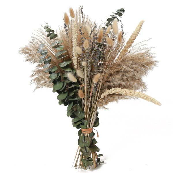 Musunny Dried Flowers Bouquet, 17" Dried Pampas Grass Decor Inc Lavender Eucalyptus DIY Floral Arrangements for Home Office Decoration,Wedding centerpieces